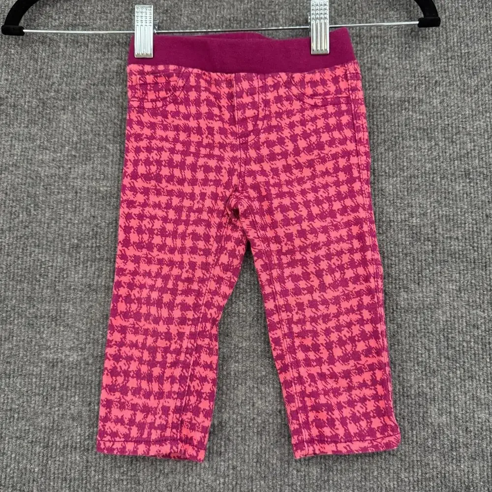 Cherokee Baby Girls Pink Houndstooth Print Jeggings Size 12 Months Pull On